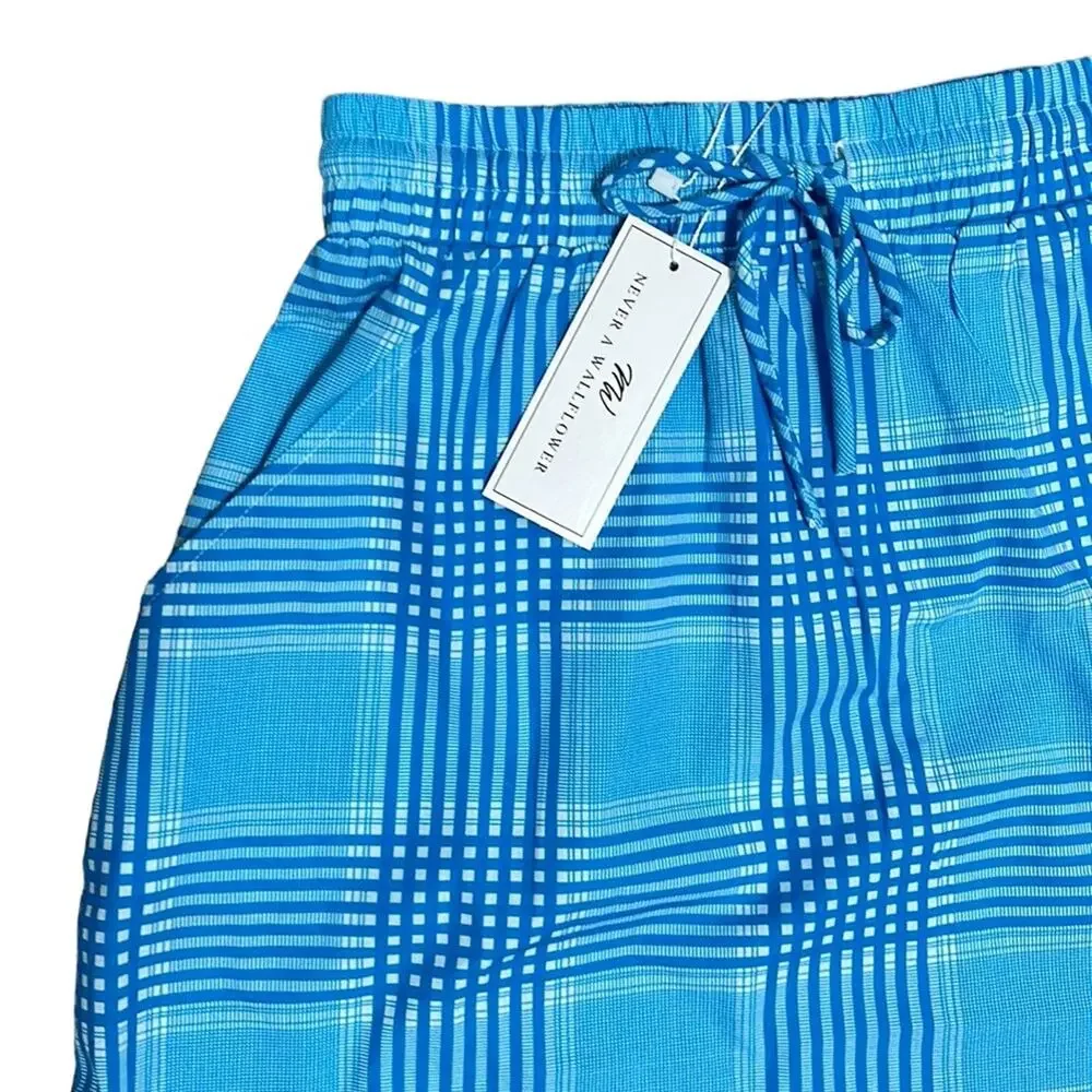 NWT Never a wallflower Blue Plaid track skirt mini skirt women’s size xs